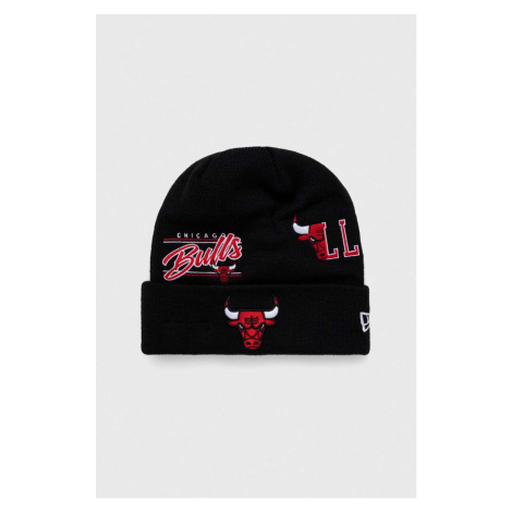 Čepice New Era černá barva, z husté pleteniny, CHICAGO BULLS