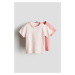 H & M - Bavlněné tričko: balení po 2 - růžová