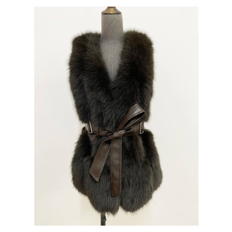 Dámská kožešinová vesta bez rukávů se zavazováním A.Zado.Rin