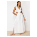 Trendyol Bridal Ecru Maxi Woven Tasseled Beach Dress