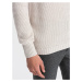 Ombre Clothing Elegantní pánský svetr v krémové barvě V1 SWZS-0105
