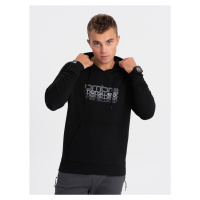 Ombre Men's non-stretch hooded sweatshirt with print - black