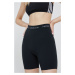 Kraťasy Calvin Klein Jeans dámské, černá barva, hladké, high waist