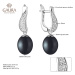 Gaura Pearls Stříbrné náušnice s černou perlou a zirkony Juana, stříbro 925/1000 SK21226EL/B Čer