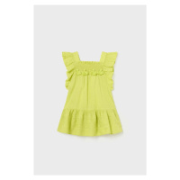 Dětské bavlněné šaty Mayoral zelená barva, mini