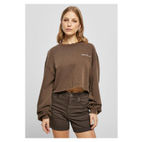 Dámská Cropped Small Embroidery Terry Crewneck brown