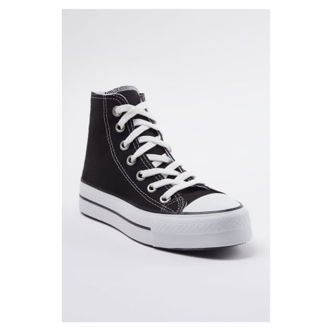 Trendyol Black Lace-Up Women's High-Top Sneakers