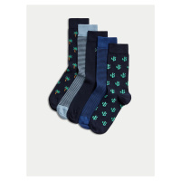 Sada pěti párů pánských ponožek v modré barvě Marks & Spencer Cool & Fresh™