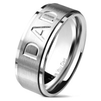Ocelový prsten ve stříbrném odstínu s nápisem DAD, 8 mm