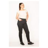 Şans Women's Plus Size Black Lycra Gabardine Fabric 5 Pocket Trousers