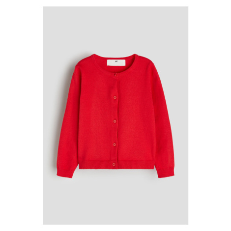 H & M - Propínací svetr z bavlny - červená H&M