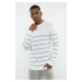 Trendyol Gray Casual Slim Slim Fit Crew Neck Striped Knitwear Sweater