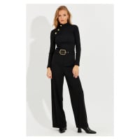 Cool & Sexy Women's Black Belted Trousers