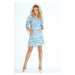 Dámské šaty se zipy a 3/4 rukávem krátké model 15042743 krátké modré Modrá / XL - numoco