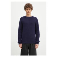 Vlněný svetr Norse Projects Birnir Brushed Lambswool pánský, tmavomodrá barva, hřejivý, N45.0520