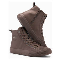 Ombre Men's high-top sneakers with decorative toe - brown