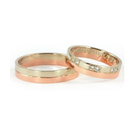 Snubní prsteny dvoubarevné zlaté 0065 + DÁREK ZDARMA