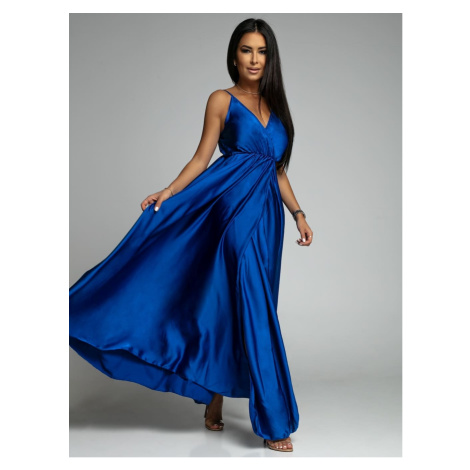 Dlouhé saténové šaty s ramínky Azzurra