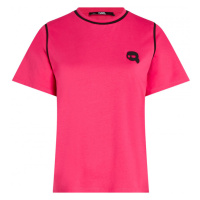 Tričko karl lagerfeld ikonik 2.0 t-shirt w piping růžová