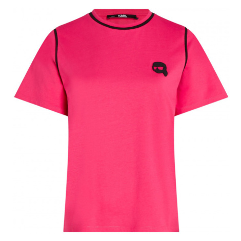Tričko karl lagerfeld ikonik 2.0 t-shirt w piping růžová