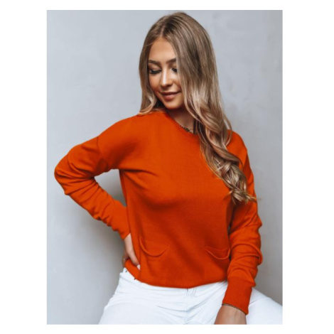 Oranžový dámský svetr s kapsami DStreet