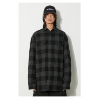 Košilová bunda VETEMENTS Flannel Shirt černá barva, UE64SH260BG