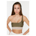 Trendyol Khaki Stripe Accessory Detail Bikini Top