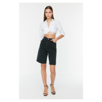 Trendyol Black Pleated Denim Shorts