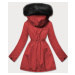 Červeno/černá teplá dámská oboustranná zimní bunda (W610)