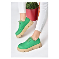 Liščí boty P267632009 Zelené silně podrážkové dámské ležérní boty