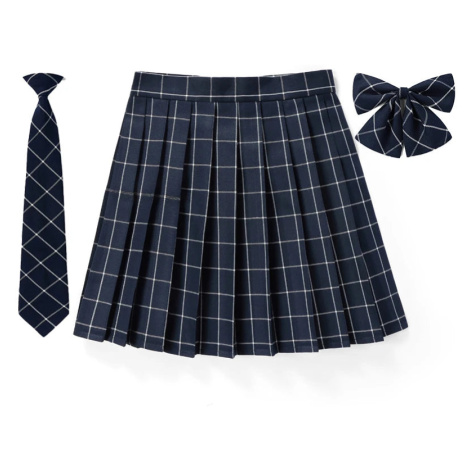 Dámská kostkovaná sukně s kravatou a mašlí