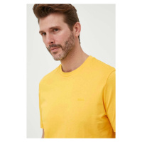 Bavlněné tričko BOSS žlutá barva, 50468347