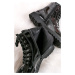 Černé lakované kotníkové šněrovací boty 5-25232