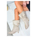 Fox Shoes Ten Women's Suede Short Heeled Boots with Pleats