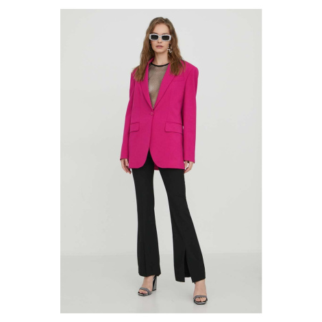 Blazer s příměsí vlny Moschino Jeans růžová barva