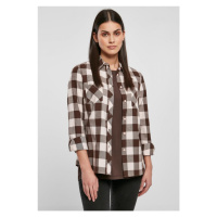 Ladies Turnup Checked Flanell Shirt - pink/brown