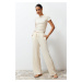 Trendyol Premium Stone Wide Leg Pants Flexible Knitted