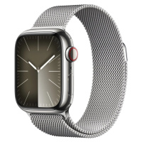 Apple Apple Watch Series 9 Cellular 41mm Stříbrná ocel se stříbrným milánským tahem