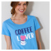 Blancheporte Krátká noční košile s potiskem "Coffee lover" modrá