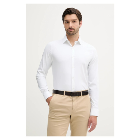 Košile Calvin Klein pánská, bílá barva, slim, s klasickým límcem, LV019EU025