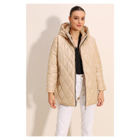 Bigdart 5181 Hooded Quilted Coat - Beige