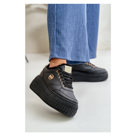 Sneakersy Dámské Sportovní Boty Zateplené Na Masivní Podešvi Černé Ardiela