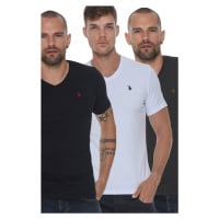 TRIPLE SET T8568 DEWBERRY V-NECK MEN'S T-SHIRT-ANTHRACITE-WHITE-NAVY BLUE