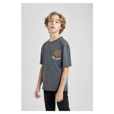 DEFACTO Boy Oversize Fit Printed Short Sleeve T-Shirt