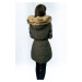 Teplá dámská zimní bunda parka v khaki barvě (W165)