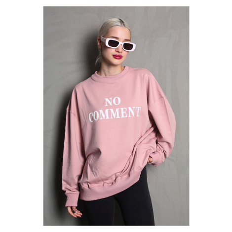 Madmext Women's Pink Crew Neck Printed Oversize Sweatshirt