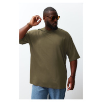 Trendyol Khaki Plus Size Oversize Comfortable Basic 100% Cotton T-Shirt