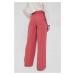 Kalhoty s příměsí lnu Pepe Jeans červená barva, high waist