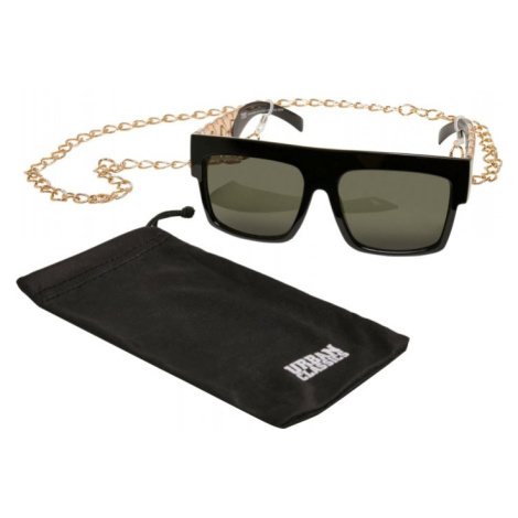 Sunglasses Zakynthos with Chain - black/gold Urban Classics