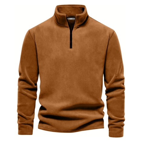 49143 Dewberry Half Zipper Stand Collar Mens Fleece-CAMEL